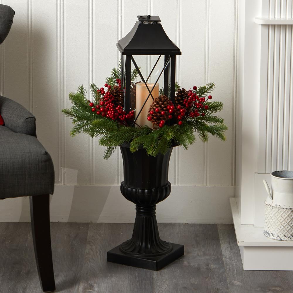 Decorative Urn with Large Lantern and Included LED Candle. Picture 4
