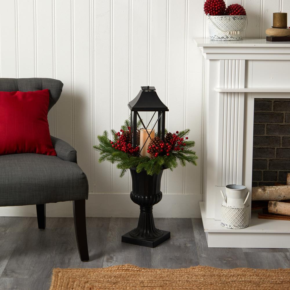 Decorative Urn with Large Lantern and Included LED Candle. Picture 3