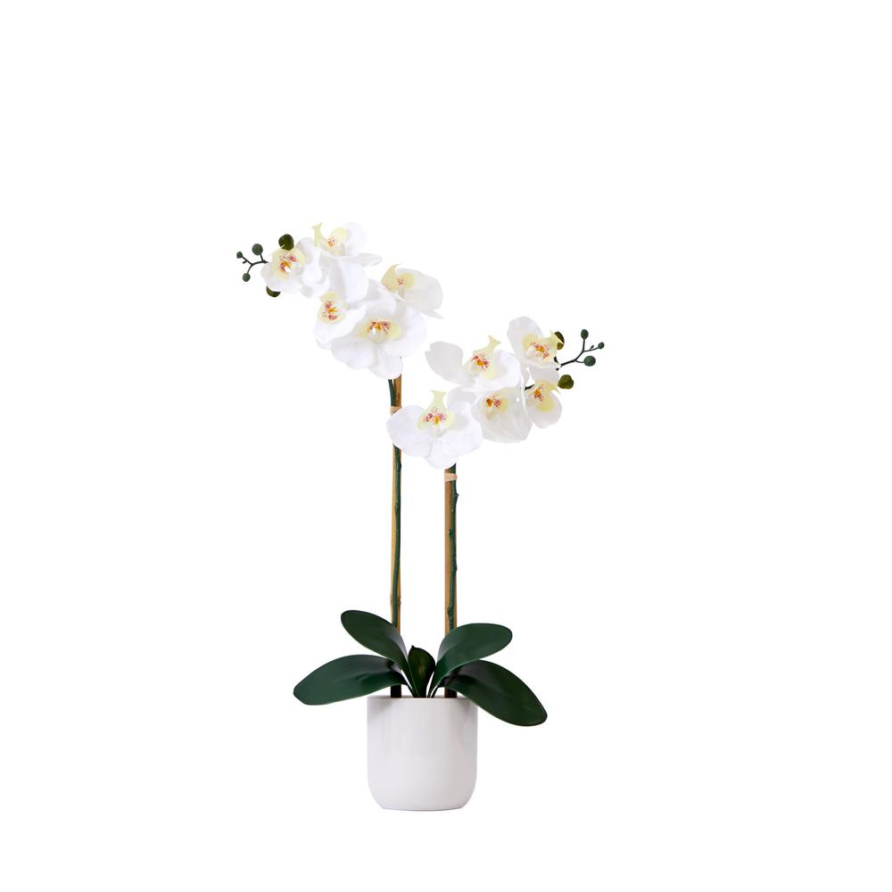 26in. Artificial Double Orchid Phalaenopsis with Decorative Vase (Real Touch). Picture 1