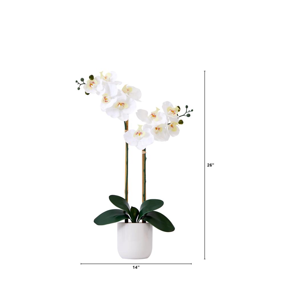 26in. Artificial Double Orchid Phalaenopsis with Decorative Vase (Real Touch). Picture 2