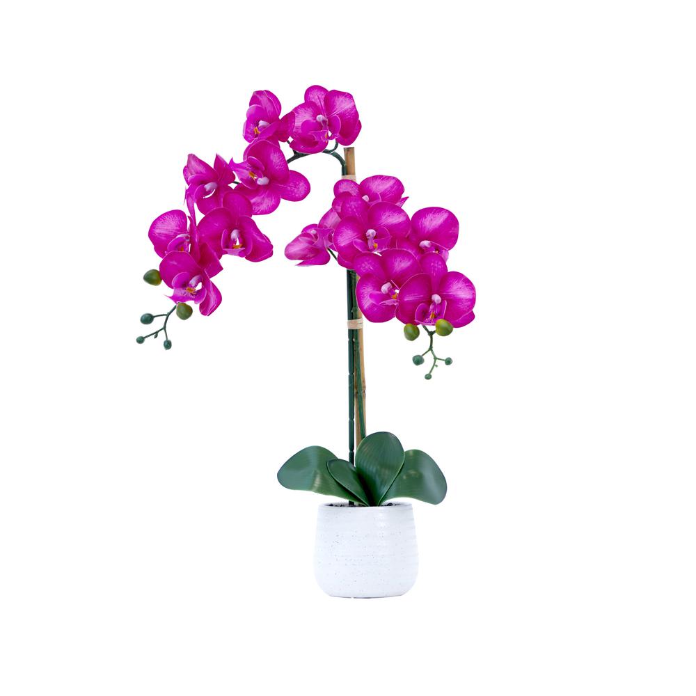 19in. Artificial Purple Orchid with Decorative Vase. Picture 1