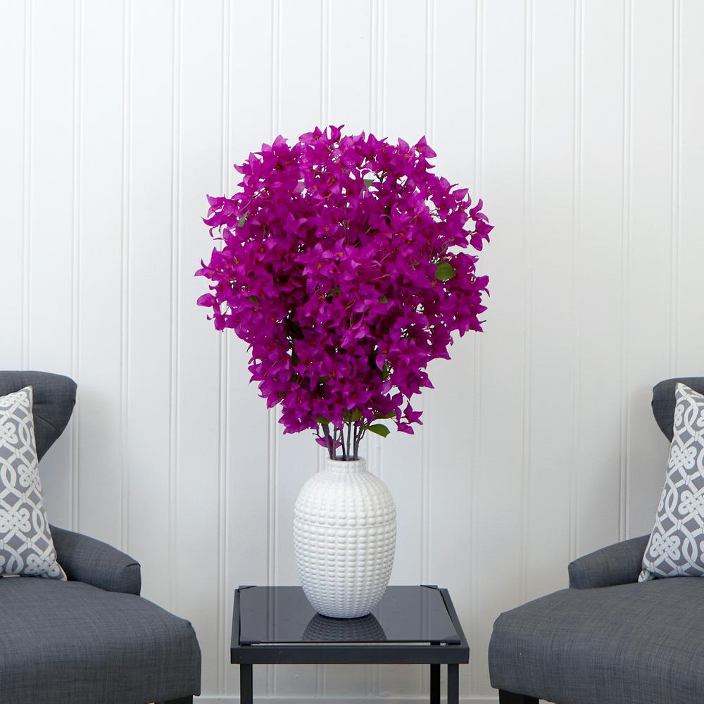 40in. Artificial Purple Bougainvillea Arrangement with Vase. Picture 3