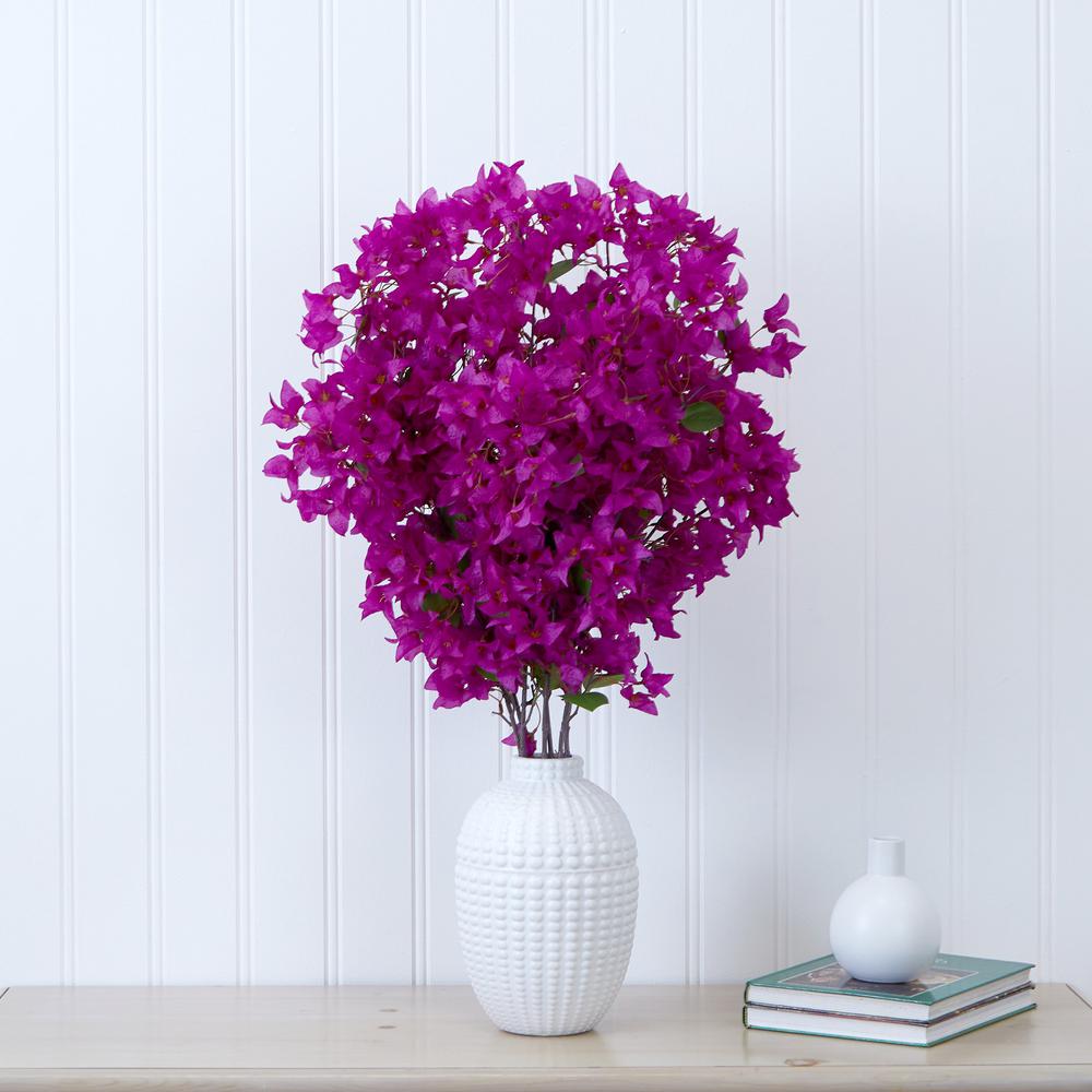40in. Artificial Purple Bougainvillea Arrangement with Vase. Picture 4