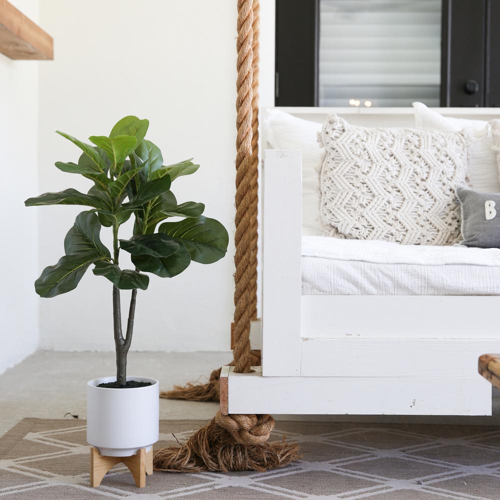 33in. Artificial Fiddle Fig with Stand Planter. Picture 5