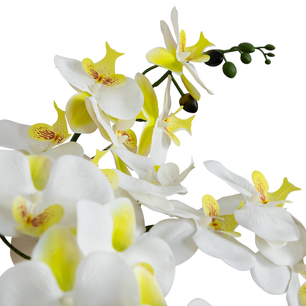 23in. Artificial Phalaenopsis Orchid Arrangement in White Ceramic Planter. Picture 2