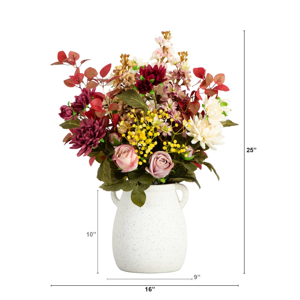 25in. Mixed Flower Arrangement in Ceramic Vase. Picture 5