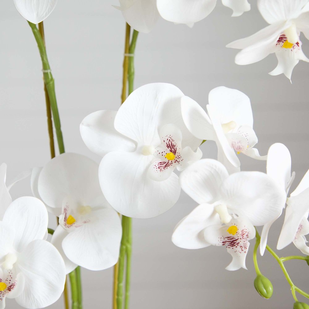 26in. Artificial Phalaenopsis Orchid Arrangement in Decorative Ceramic Vase. Picture 3