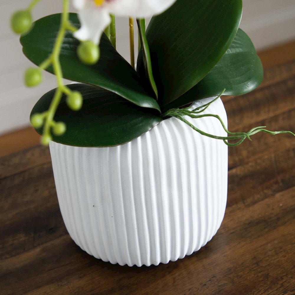 26in. Artificial Phalaenopsis Orchid Arrangement in Decorative Ceramic Vase. Picture 6
