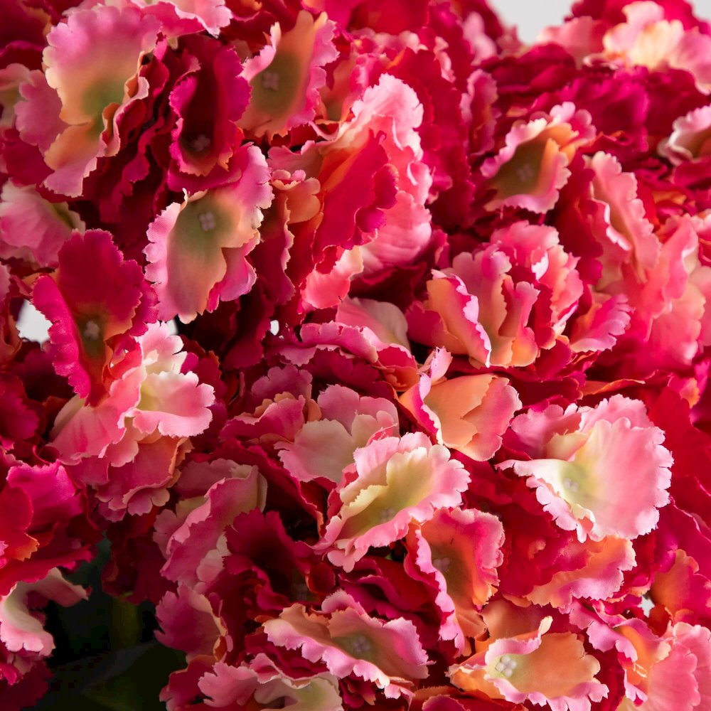 20in. Artificial Hydrangea Arrangement in Glass Vase. Picture 2