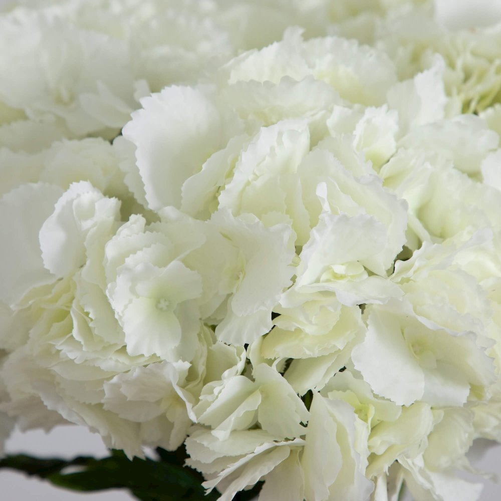 20in. Artificial Hydrangea Arrangement in Glass Vase. Picture 2