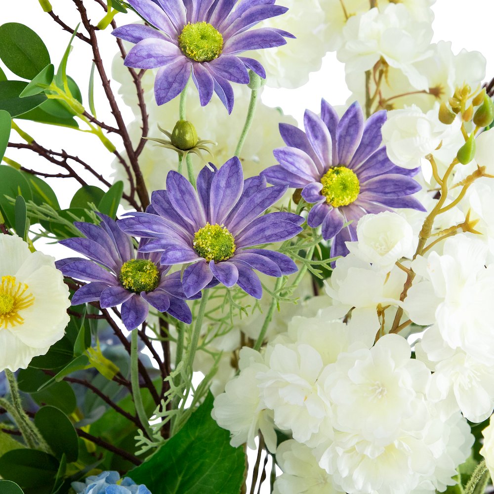 31in. Artificial Mixed Flower and Hydrangea Arrangement in Hyacinth Weave Basket. Picture 3