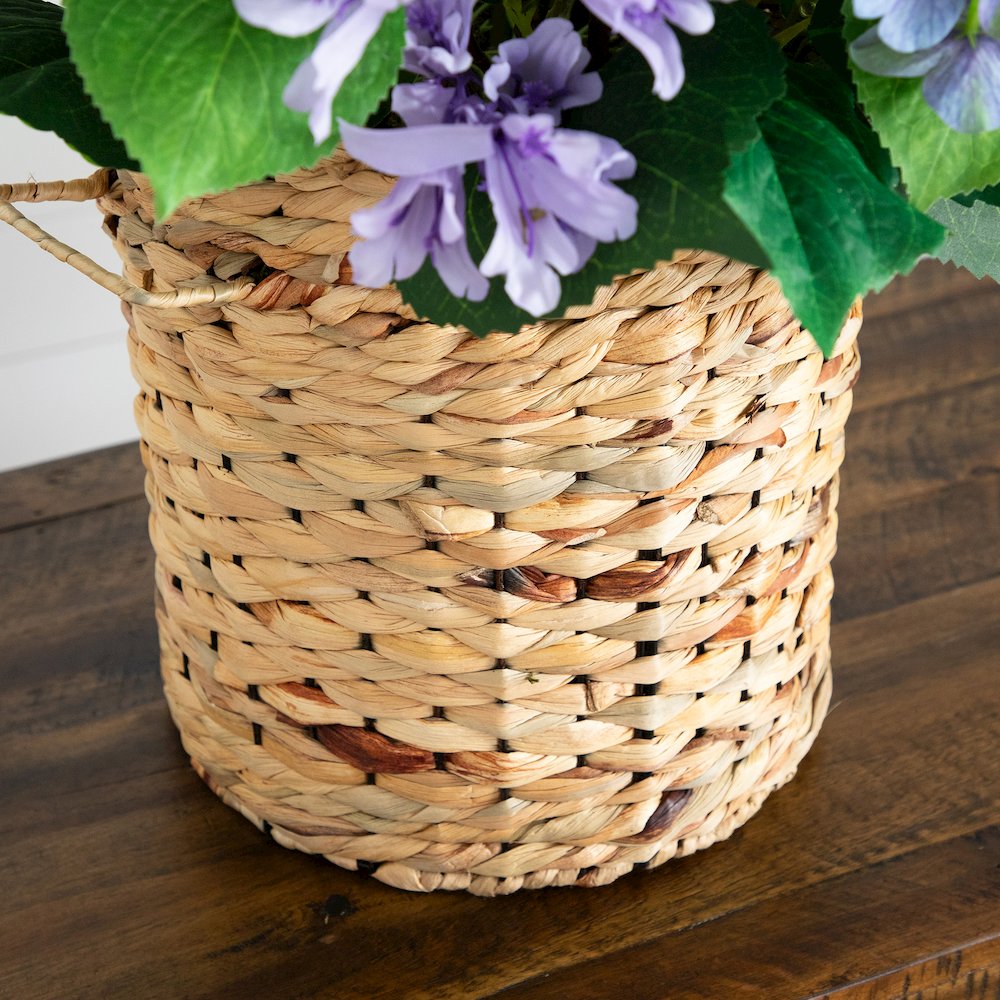 31in. Artificial Mixed Flower and Hydrangea Arrangement in Hyacinth Weave Basket. Picture 6