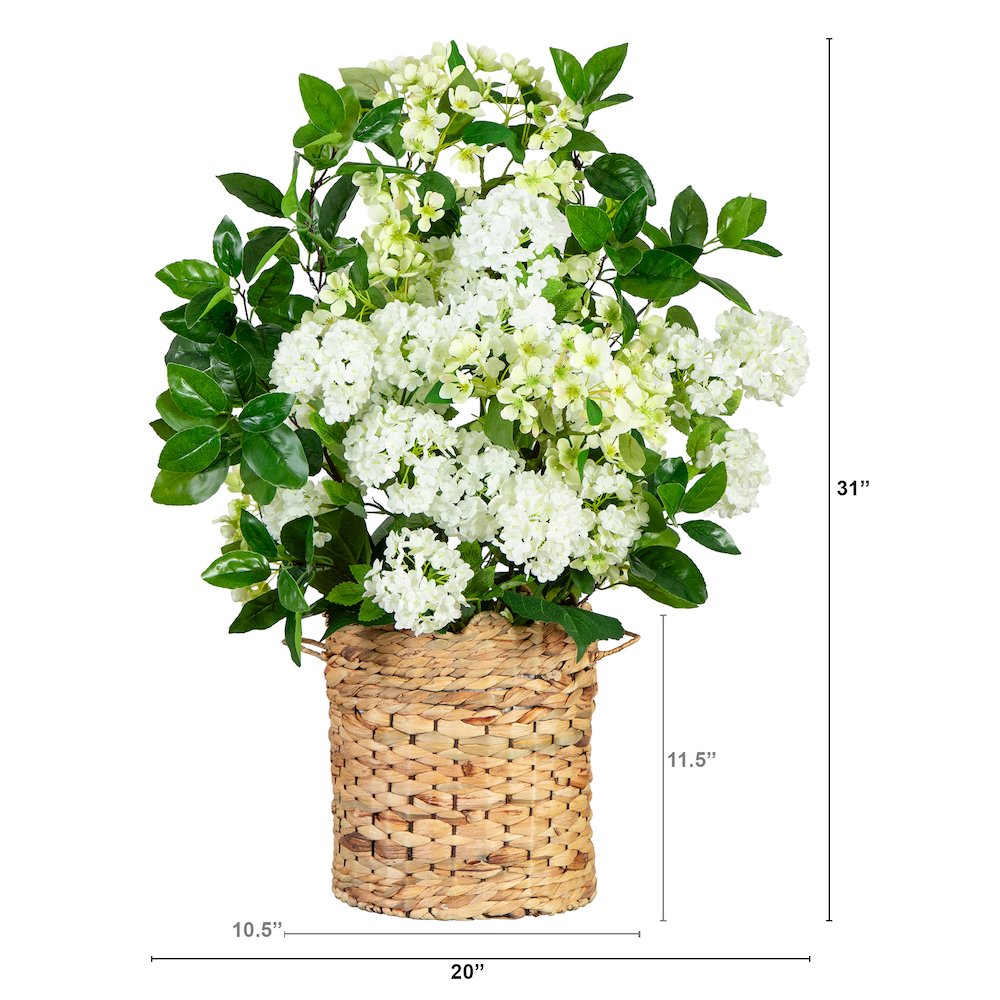 31in. Artificial Mixed Flower Arrangement in Hyacinth Weave Basket. Picture 2