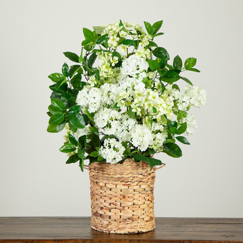 31in. Artificial Mixed Flower Arrangement in Hyacinth Weave Basket. Picture 8