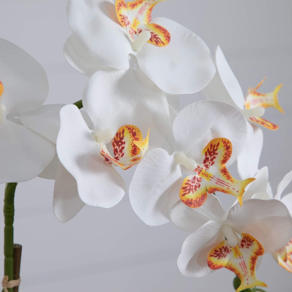 26in. Artificial Orchid Arrangement in Handmade Mexican Talavera Ceramic Planter. Picture 2
