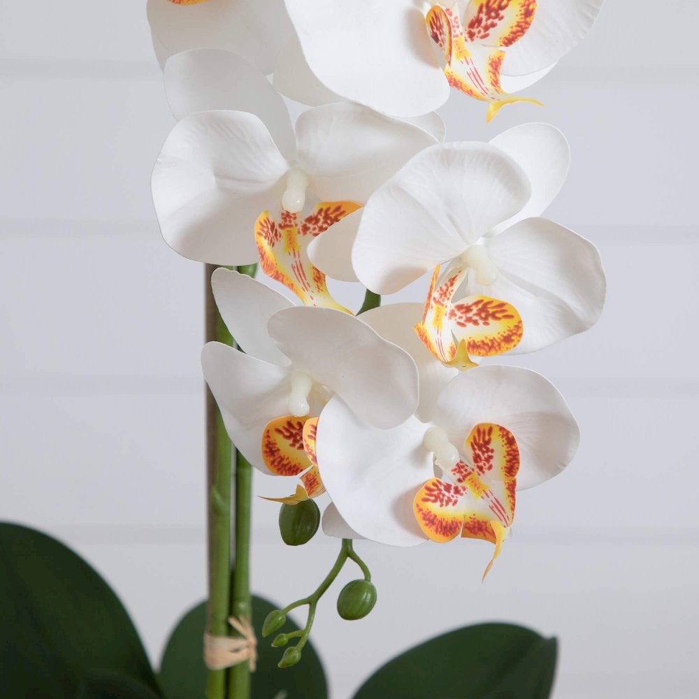 27in. Artificial Triple Orchid Mexican Talavera Ceramic Planter. Picture 2