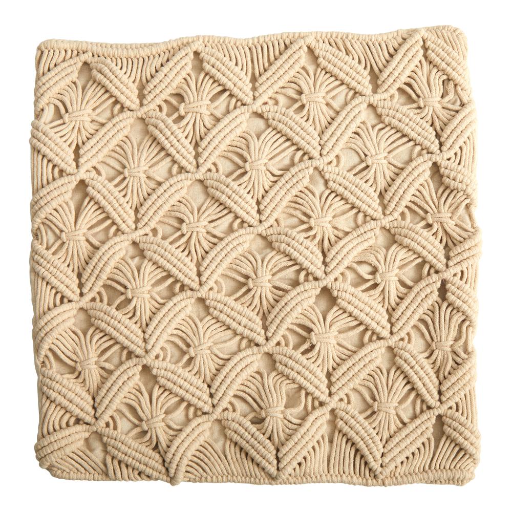 18in. Boho Diamond Woven Macrame Decorative Pillow Cover. Picture 1