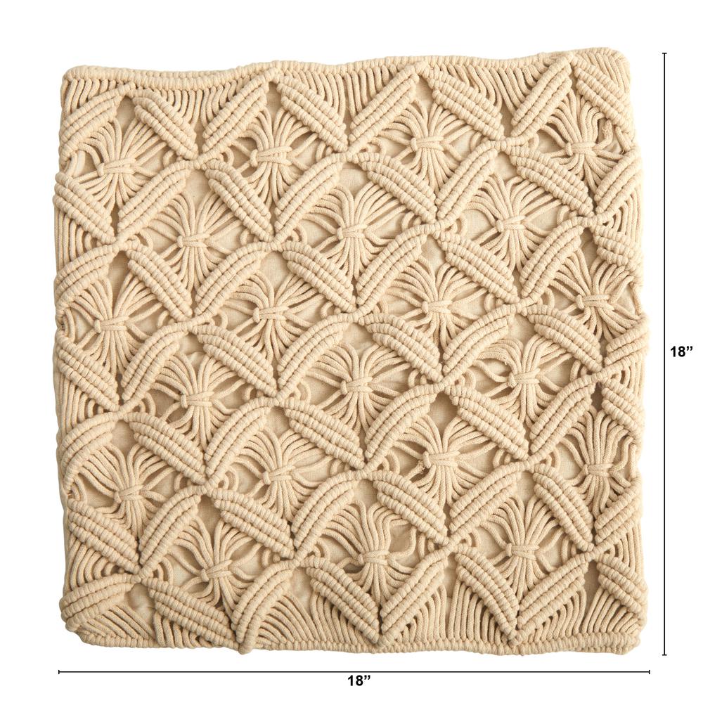 18in. Boho Diamond Woven Macrame Decorative Pillow Cover. Picture 6