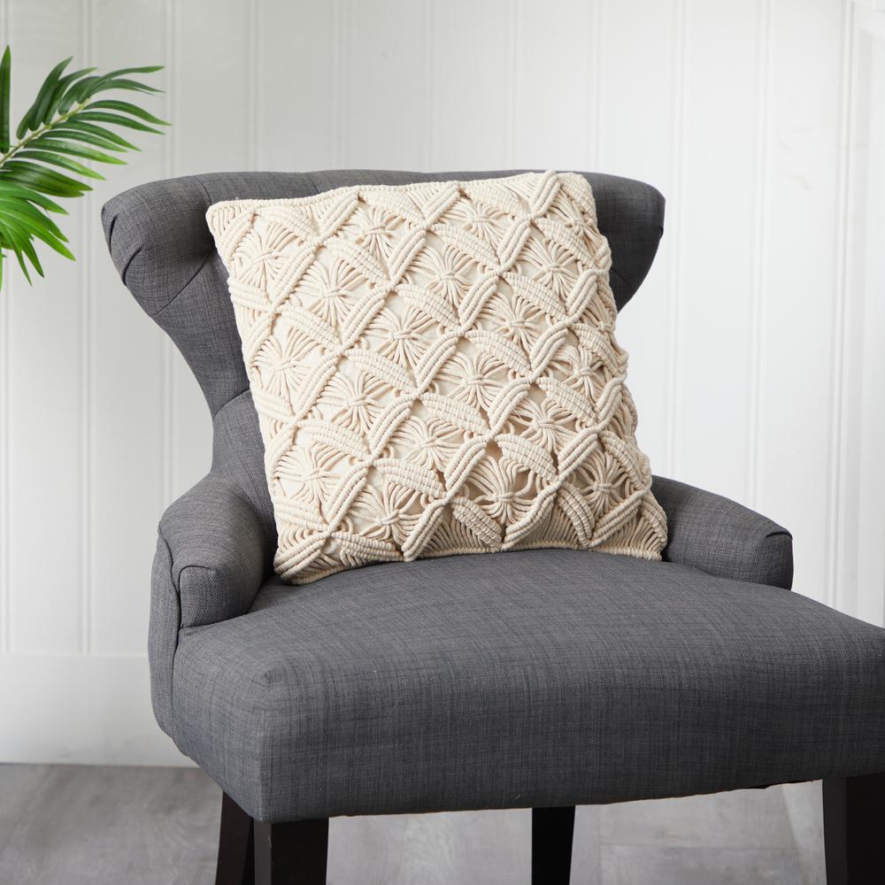 18in. Boho Diamond Woven Macrame Decorative Pillow Cover. Picture 4