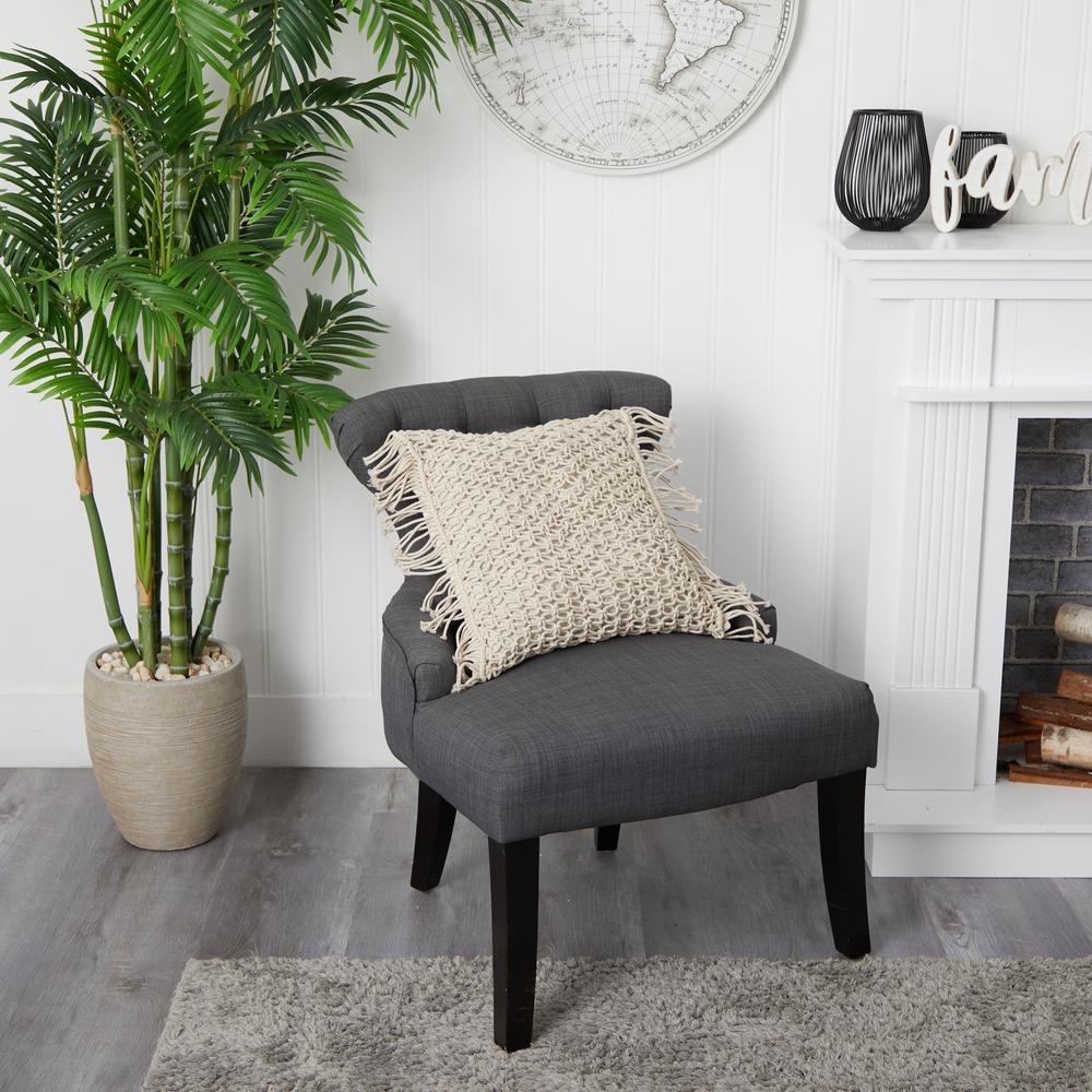 18in. Boho Fringed Woven Macrame Decorative Pillow Cover. Picture 6