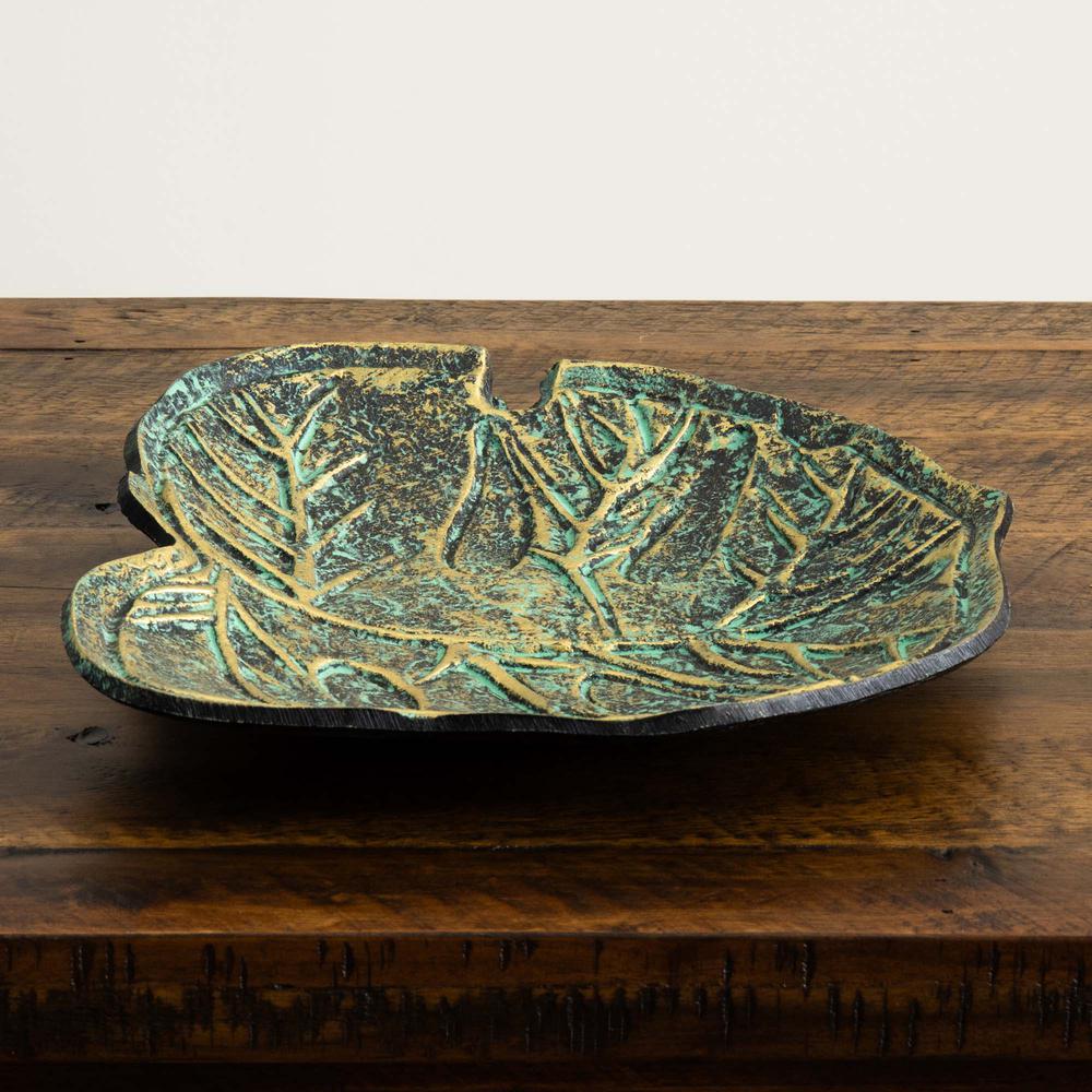 10in. Leaf Shaped Decorative Accent Tray. Picture 4