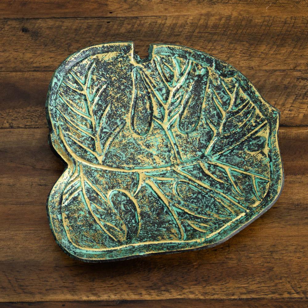 10in. Leaf Shaped Decorative Accent Tray. Picture 5