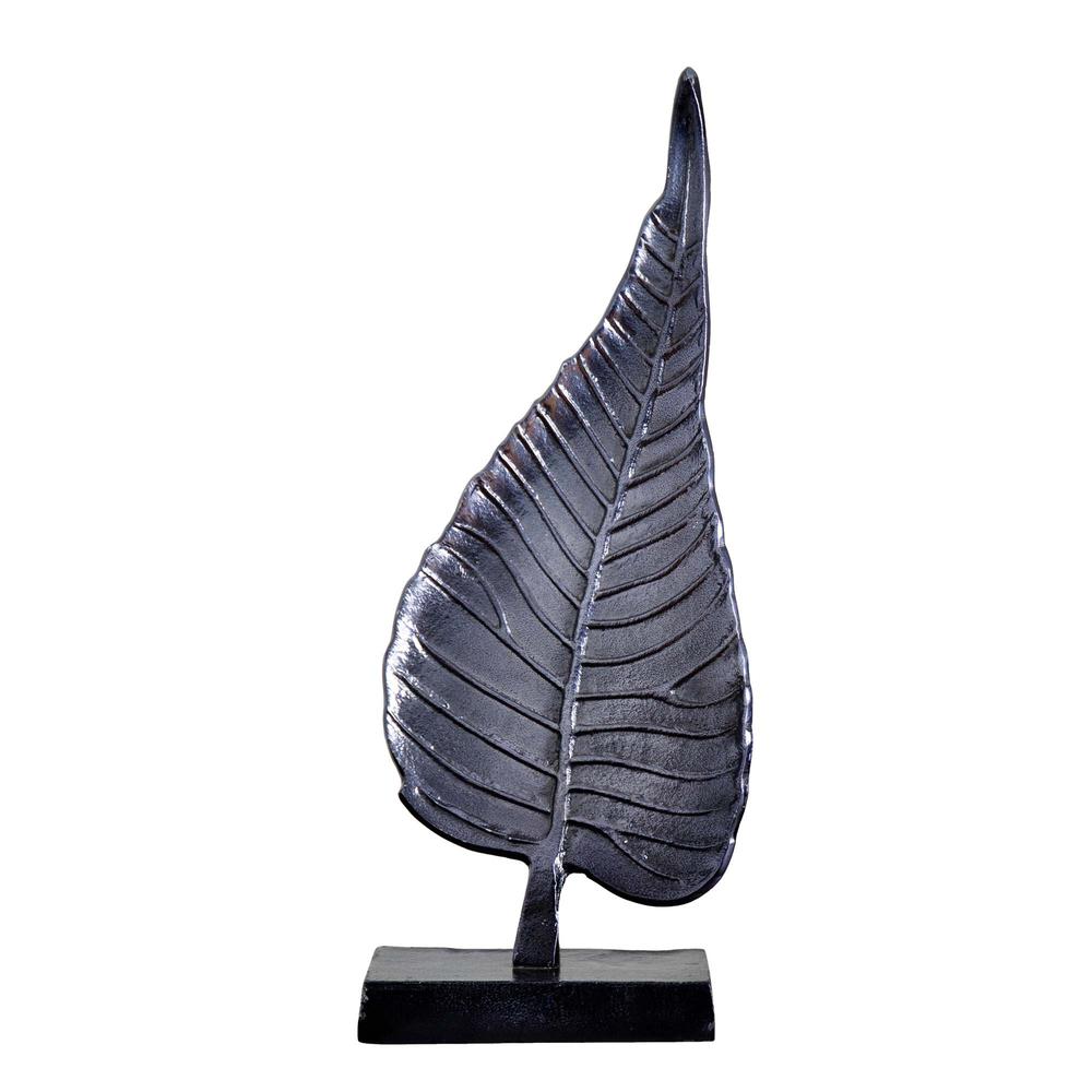 17in. Aluminum Bodhi Leaf Sculpture Decorative Accent. Picture 6