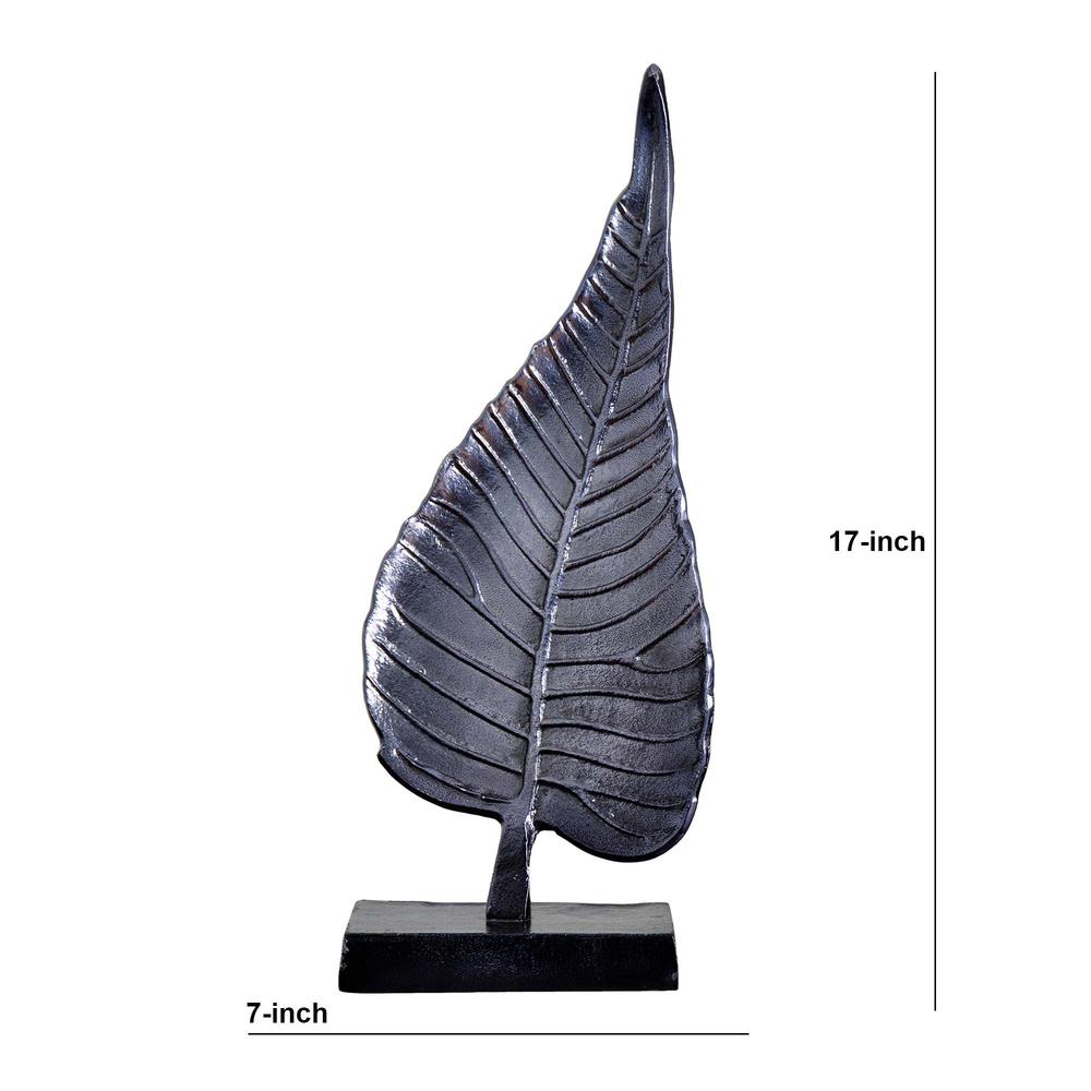 17in. Aluminum Bodhi Leaf Sculpture Decorative Accent. Picture 1