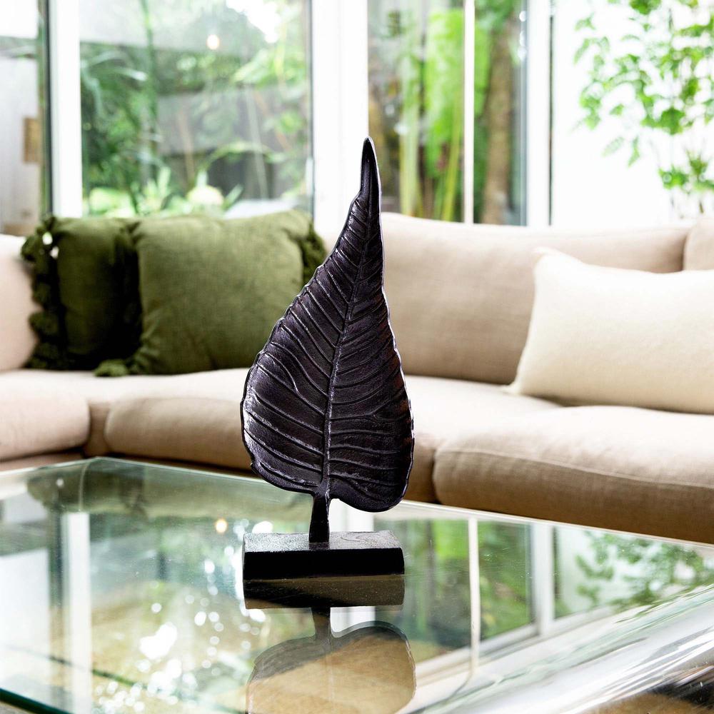 17in. Aluminum Bodhi Leaf Sculpture Decorative Accent. Picture 5