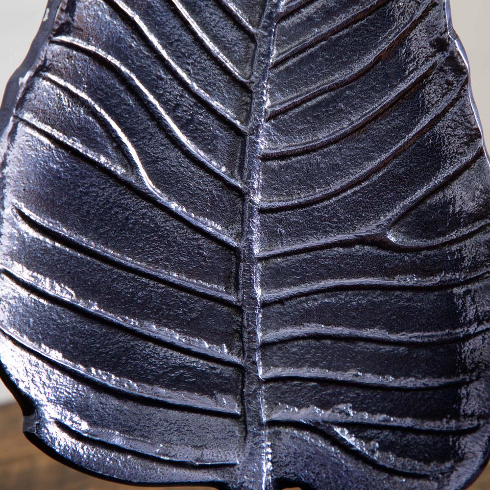 17in. Aluminum Bodhi Leaf Sculpture Decorative Accent. Picture 3