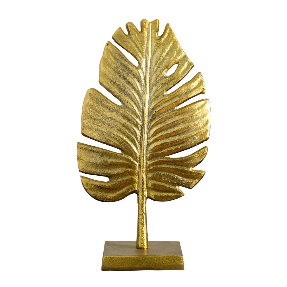 15.5in. Golden Leaf Sculpture Decorative Accent. Picture 6