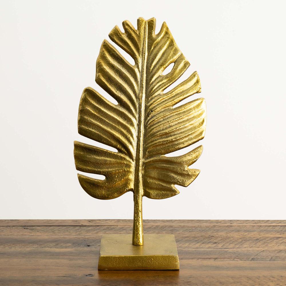 15.5in. Golden Leaf Sculpture Decorative Accent. Picture 4