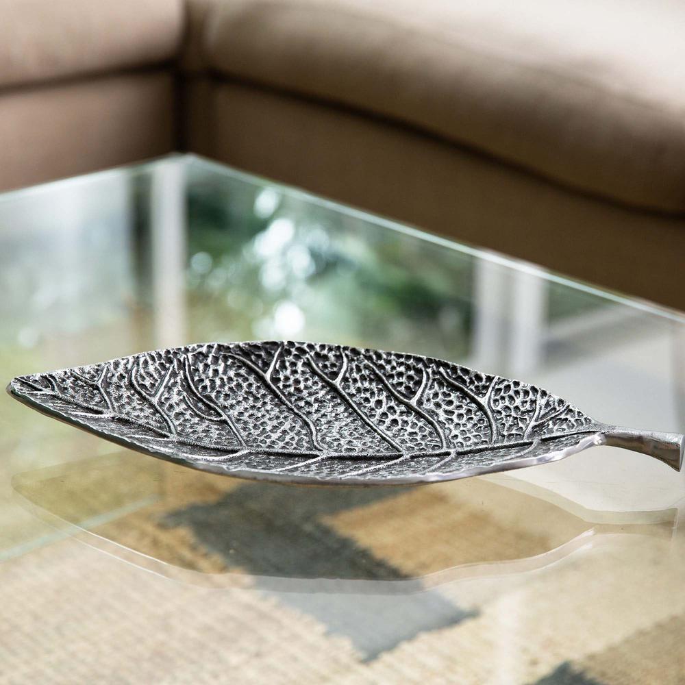 16in. Antique Leaf Decorative Accent Tray. Picture 7