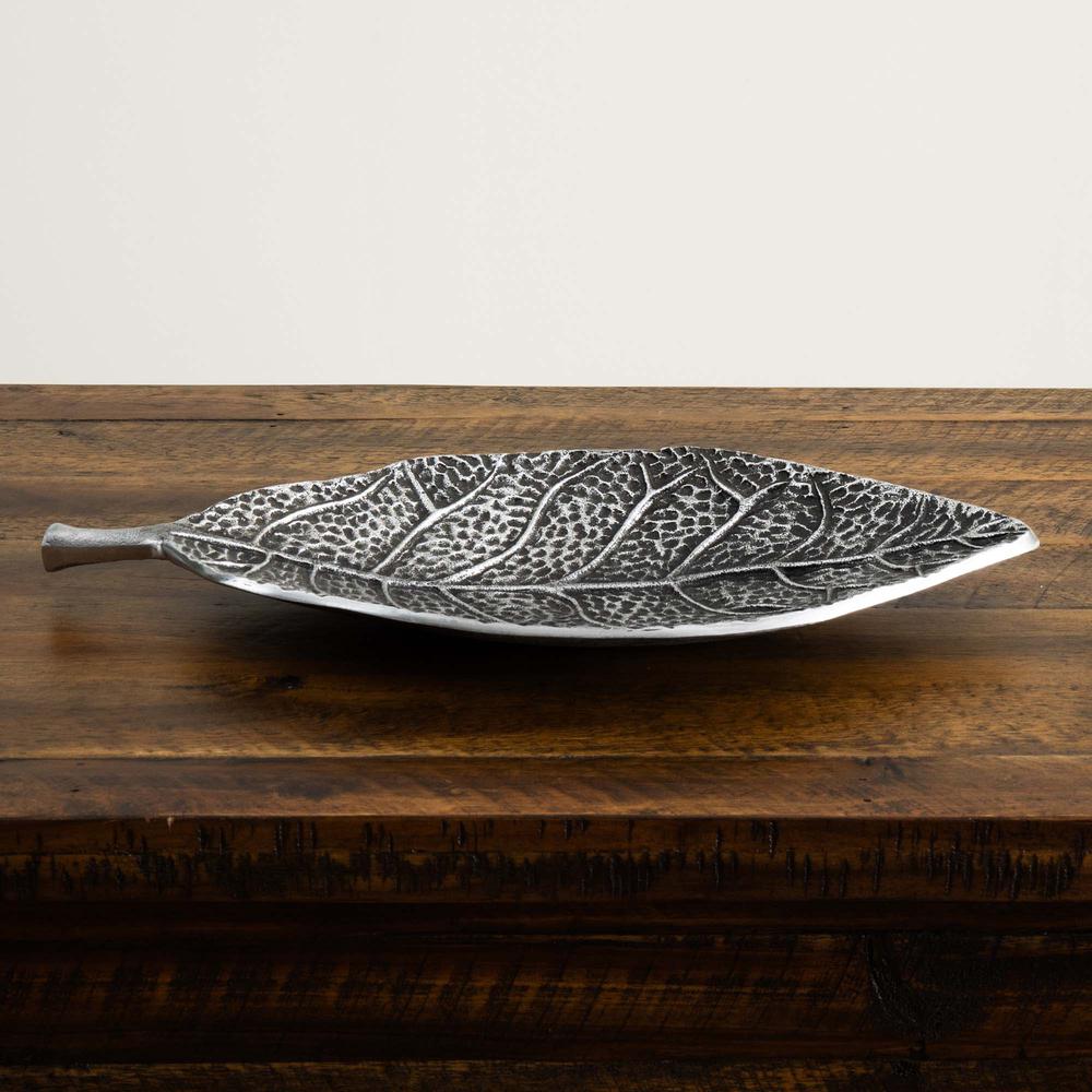 16in. Antique Leaf Decorative Accent Tray. Picture 4