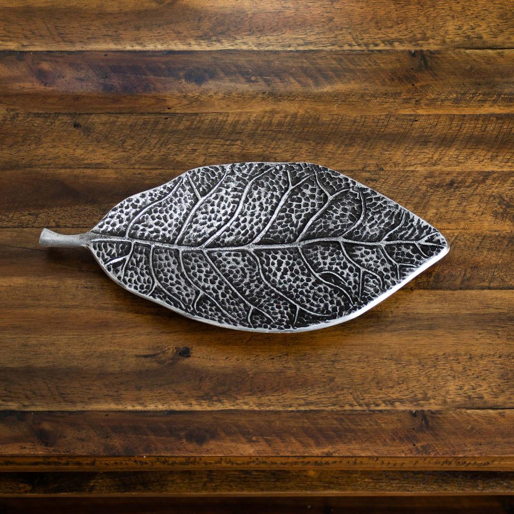 16in. Antique Leaf Decorative Accent Tray. Picture 6