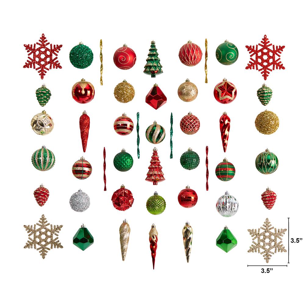 Holiday Deluxe Shatterproof, 52 Count Christmas Tree Ornament Box Set. Picture 2