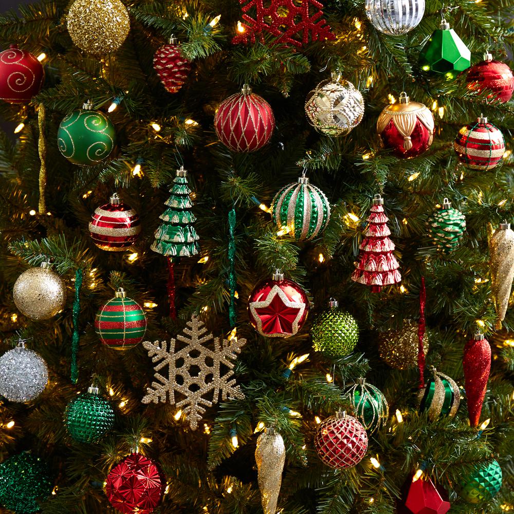 Holiday Deluxe Shatterproof, 52 Count Christmas Tree Ornament Box Set. Picture 5