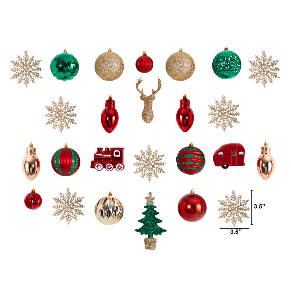 Holiday Deluxe Shatterproof, 25 Count Christmas Tree Ornament Box Set. Picture 2
