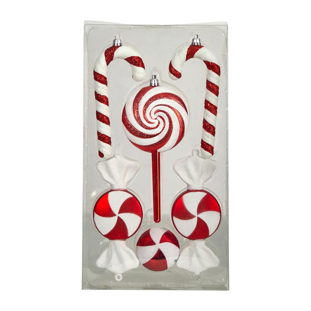 7in. Assorted Candy Holiday Christmas Deluxe Shatterproof Ornament Set of 6. Picture 4