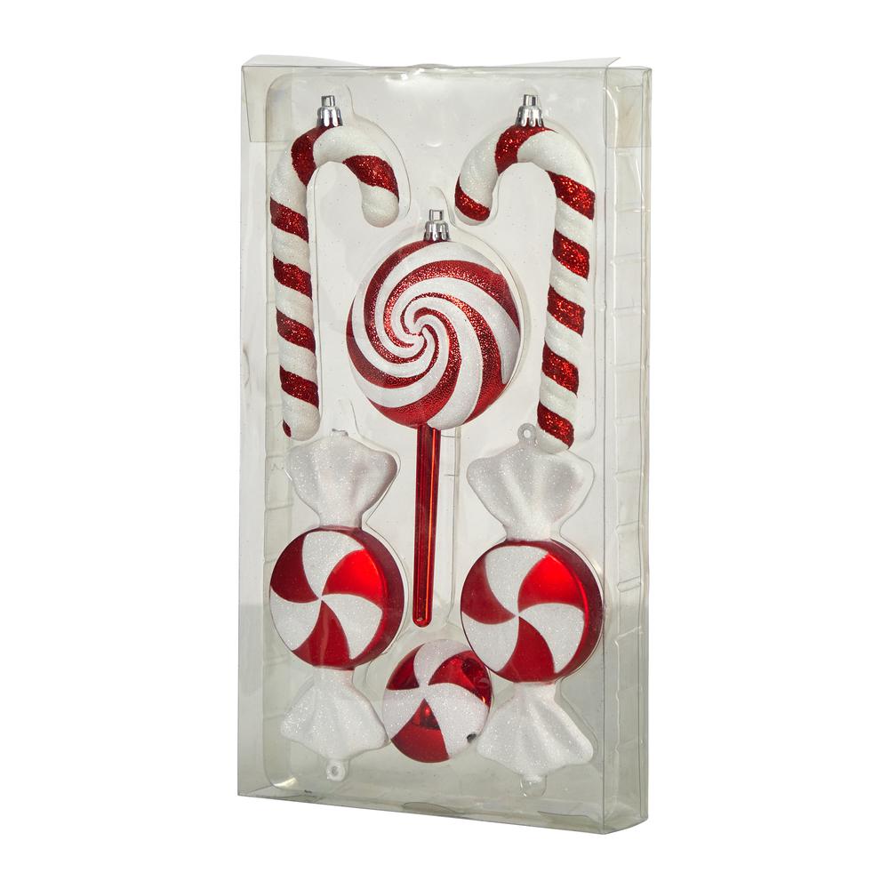 7in. Assorted Candy Holiday Christmas Deluxe Shatterproof Ornament Set of 6. Picture 3
