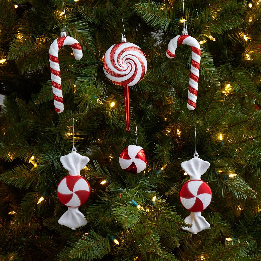 7in. Assorted Candy Holiday Christmas Deluxe Shatterproof Ornament Set of 6. Picture 5
