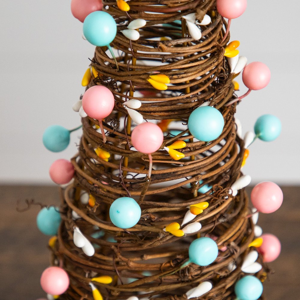 12in. and 16in. Artificial Easter Rattan Cone Trees with Pastel Eggs - Set of 2. Picture 4