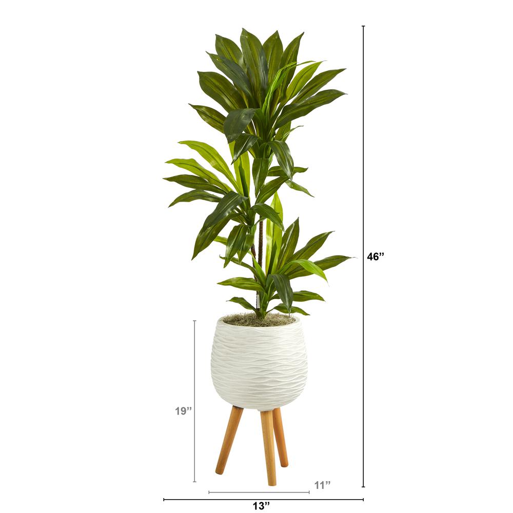 46in. Dracaena Artificial Plant in White Planter with Stand (Real Touch). Picture 4