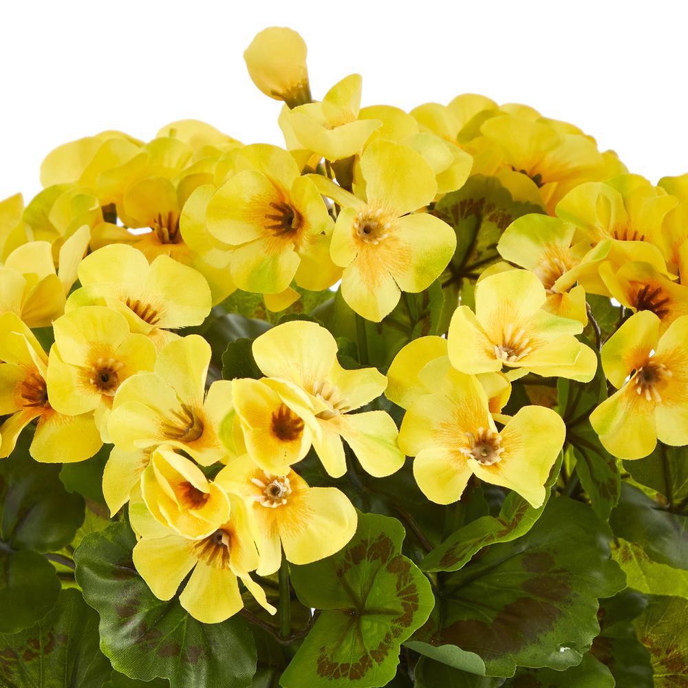 11in. Geranium Artificial Plant in Ceramic Planter UV Resistant (Indoor/Outdoor), Yellow. Picture 4
