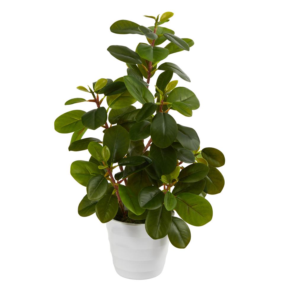 16in. Peperomia Artificial Plant in Decorative Planter. Picture 1