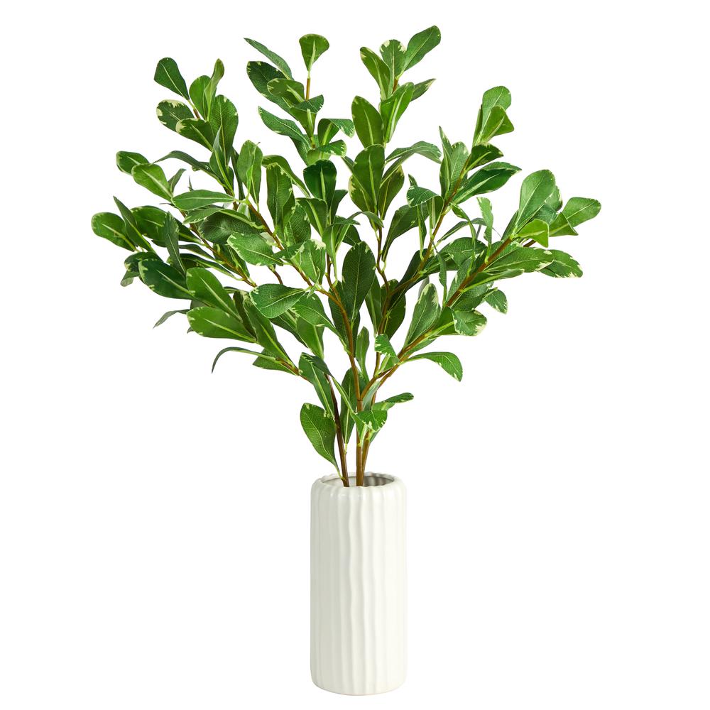 Mixed Floral Artificial Arrangement in Rectangular Wood Planter. Picture 2