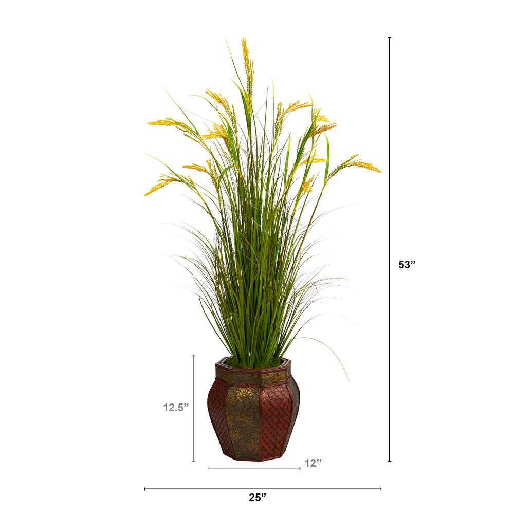 53in. Wheat Grain Artificial Plant in Decorative Planter. Picture 2