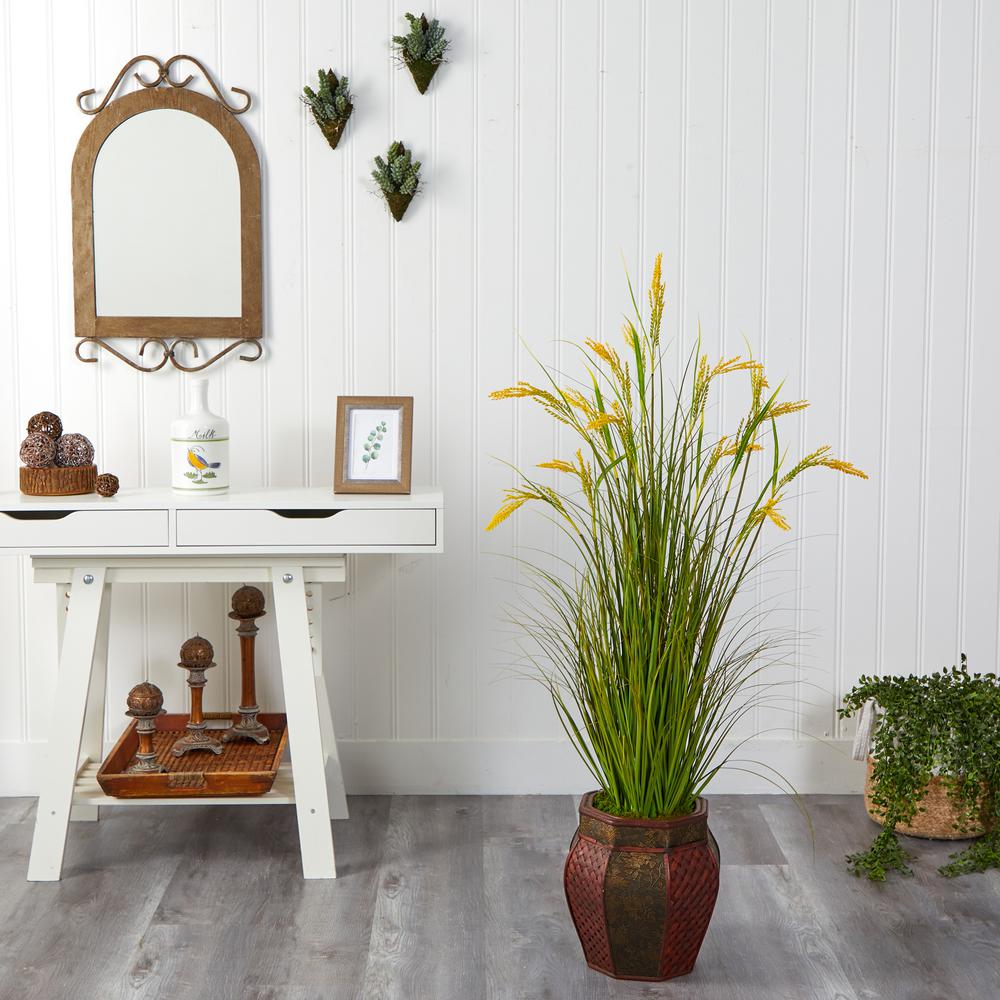 53in. Wheat Grain Artificial Plant in Decorative Planter. Picture 3