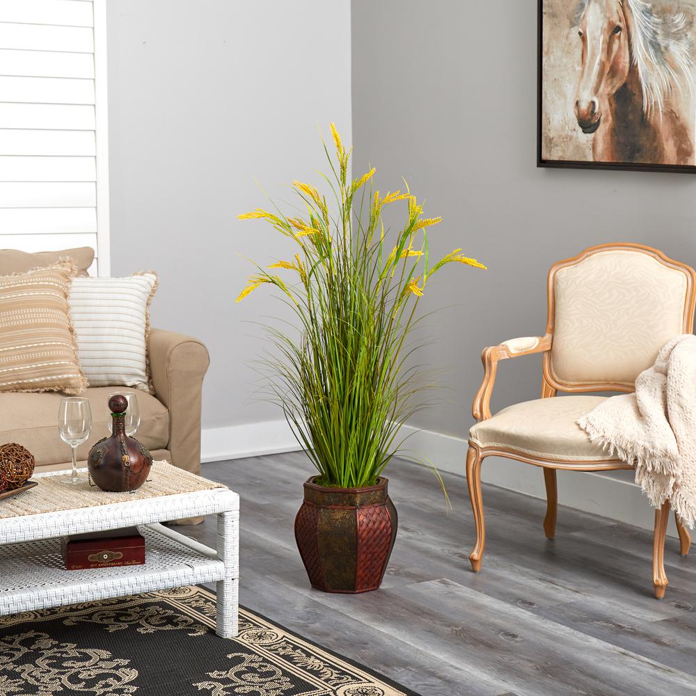 53in. Wheat Grain Artificial Plant in Decorative Planter. Picture 4