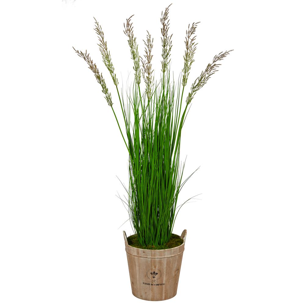 64in. Wheat Grass Artificial Plant in Farmhouse Planter. Picture 1